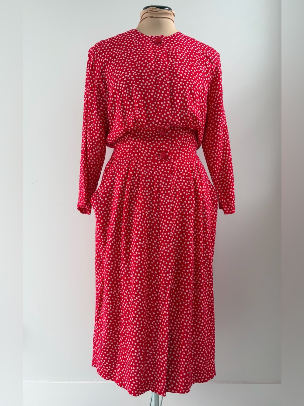 Vintage Karin Stevens Red White Polka Dot Secretary Dress | Size 12